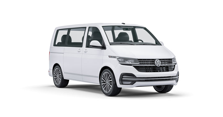 VB-FullAir 4C for Volkswagen Transporter T5/T6/T6.1 2,6T-3,08T +30mm air suspension system installed on a white Volkswagen van.